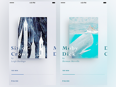 Pure Design Audio Book App app book minimal minimalist moby dick music player pure reading simple timeline ux