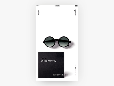 Pure Design Glasses App - 2 app commerce flat list minimal minimalist product pure shopping simple ui ux