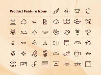 Product Feature Icons - continued branding icon set iconography icons kammok logo outdoors product features texture