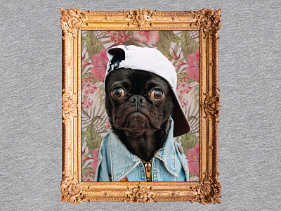Thug Pug - A Kickstarter Make/100 exclusive animal apparel floral frame gang gold photoshop pug sweatshirt texture thug