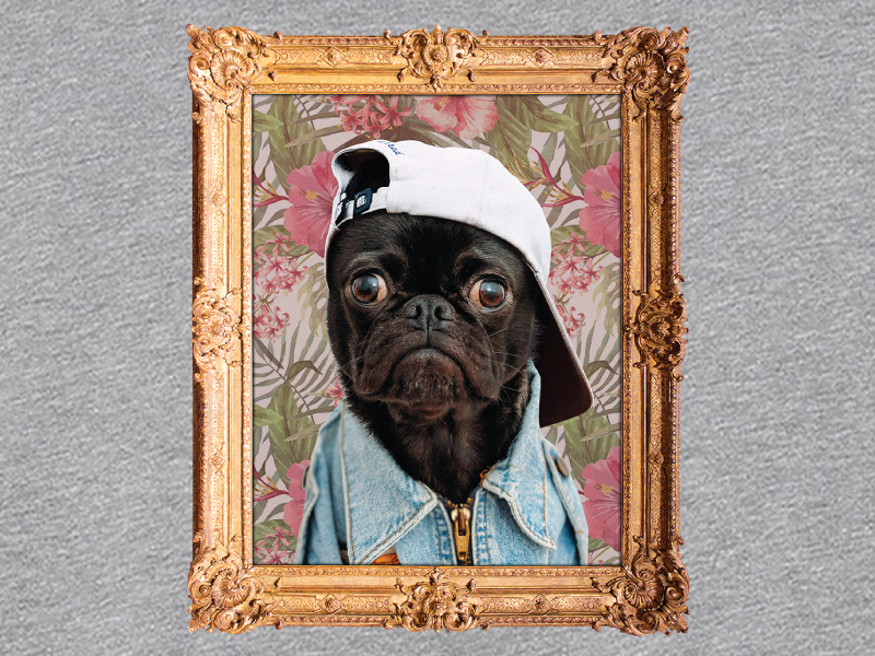Thug Pug - A Kickstarter Make/100 exclusive animal photoshop texture apparel sweatshirt floral gold frame gang pug thug