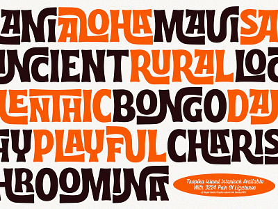 Tropika Island Interlock aiyari display font funk hand lettering interlock midcentury open type retro script tiki tropical font tropika island typeface typography vintage