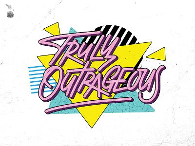 Truly Outrageous 1970s fashion hand lettering logo retro script