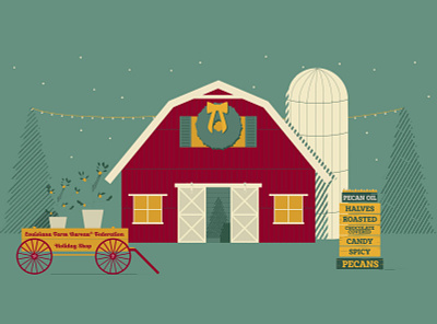2021 Louisiana Farm Bureau Holiday Shop agriculture barn branding christmas design farm farm bureau holiday shop holidays illustration illustrator louisiana pms 202