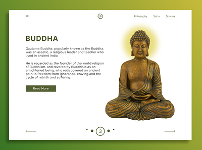 Buddhism UI Page 3d busshist design minimalistic ui web