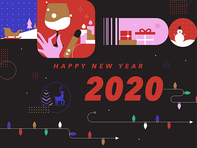 HAPPY NEW YEAR 2020 2020 2020 trend abstract doodle geometric illustration newyear vector