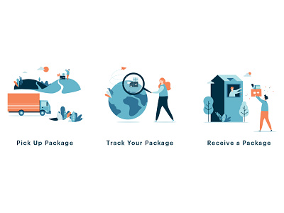 Package delivery doodle graphic icons illustration vector