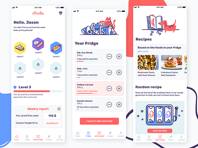 Chiriba - Food waste is not sexy. But you are. 2d app character design drawing food food waste illustraion interface mobile simple sketch ui ux vector