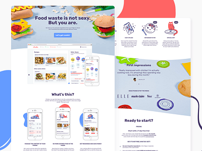 ✨Chiriba - Love food hate waste? ✨ 2d app character design desktop food and drink illustration interface landing page mobile simple sketch ui ux vector
