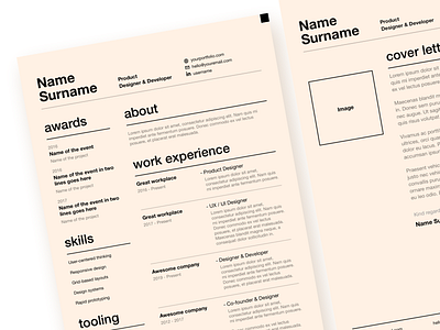 Free minimal CV & cover letter template