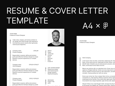 Resume & Cover Letter Template - A4 × Figma 8px black cover letter cv design designer figma free graphic design inter portfolio resume simple template typography white