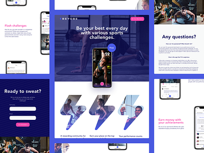 Beyobe - Fitness app landing page app app design branding clean design designinspiration fitness landing page mobile purple ui uidesign ux webdesign