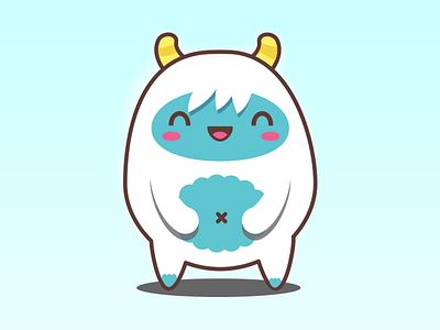 Yoto blue character cute design happy horns white yeti