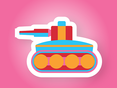 Funky Tank sticker colors funky game pink tank