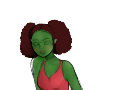 waterlemon aesthetic girl anime art black woman cute design drawing girl green illustration kids sketches teenage