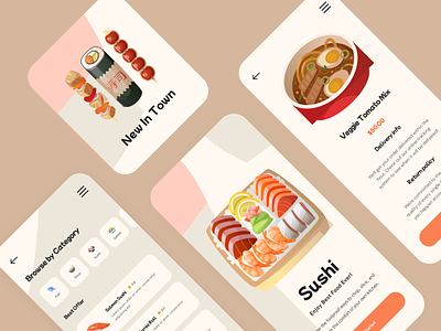 Mobile design for a restaurant app clean delivery delivery app design food minimal mobile app restaurant sushi ui ux web website