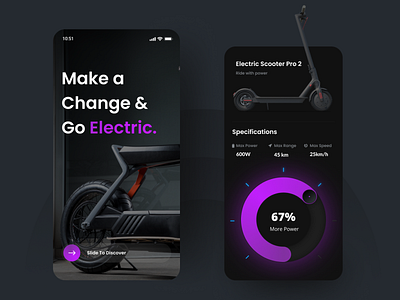 Electric Scooter Mobile Design app clean dark design electric mobile mobile app mobile app design product design ride scooter ui ux web website