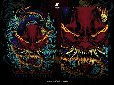 Oni Mask - T-shirt Illustration poster art