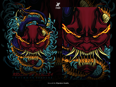 Oni Mask - T-shirt Illustration