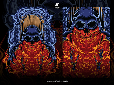 Skull In Hell - T-shirt Illustration poster art