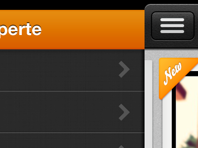 Menu bello helvetica ios iphone menu orange slider texture