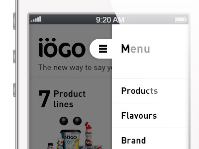 Mobile interface for a yogurt website