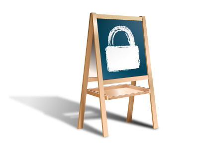 Icon representing "Security advisor" blackboard chalkboard easel lock security shadow