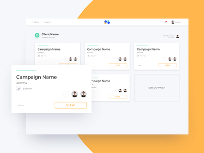 Campaign R5 card clean client dashboard nav product design ui ux web