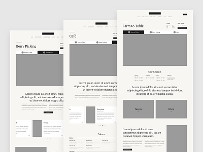Cafe Wireframes clean minimal simple typography wip wireframes
