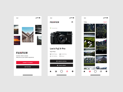 Fujifilm Concept app camera camera app clean design minimal mobile product ui ux