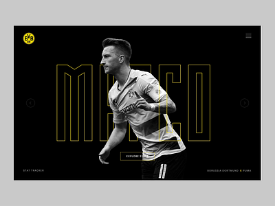 Dortmund Slider clean dark design header landing page minimal motion motion design slider soccer sports stats typography ui user interface ux web web design website