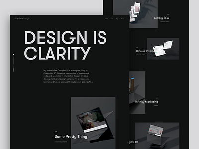 2019 Portfolio Home blog case study clean dark design landing page minimal portfolio typography ui user interface web web design work