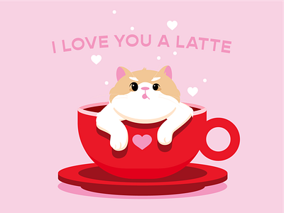 Love from my boy, Latte cat illustration valentine