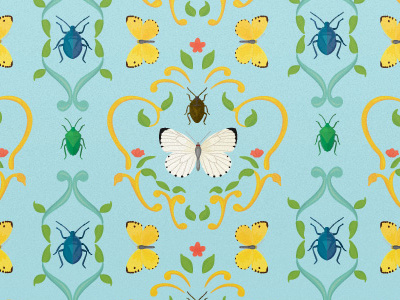 Insect Damask illustration pattern