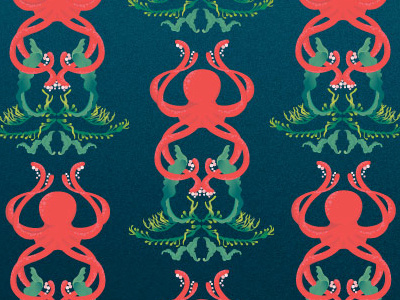 Octopus + Kelp Damask damask illustration pattern