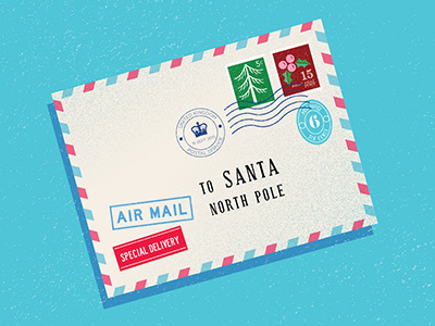 Letter to Santa america badge christmas design holidays illustration mail retro stamp travel vector vintage