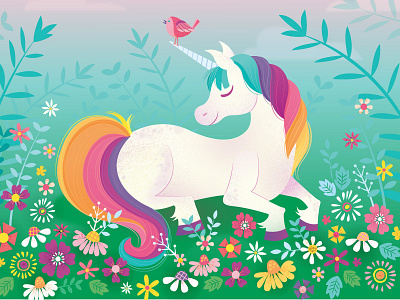 Rainbow Uni childrens book fantasy flower horse illustration rainbow unicorn