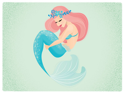 Coral Mermie fish girl illustration mermaid pisces