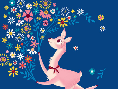 Luna the Vicuna animal blue deer flowers illustration llama pink red vector vicuna vintage yellow