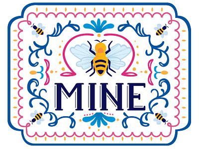 Bee Mine bee illustration love type valentine