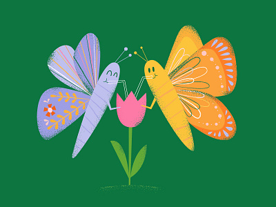 You Give Me Butterflies bug butterfly green illustration love love bugs valentines
