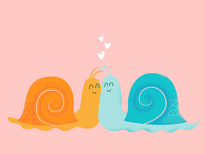 Cuddly Snails bug cuddle illustration love bugs pastel pink snails valentine