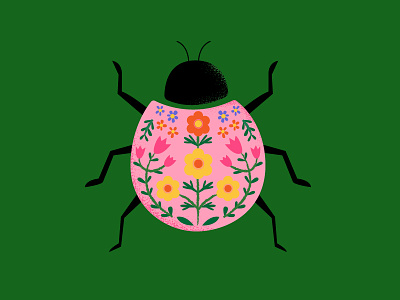 Folk Love Bug bug floral folk pattern illustration insect ladybug pink scandinavian