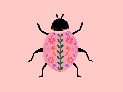 Folk Love Bug 2.0 bug floral folk pattern illustration insect ladybug pink scandinavian valentine