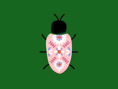 Folk Love Bug 3.0 bug floral folk pattern illustration insect ladybug pink scandinavian valentine