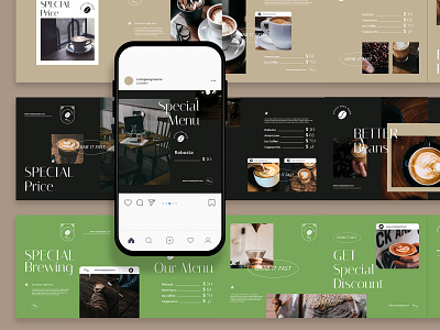 Coffee Shop Instagram Carousel ads coffee coffee shop company design elegant instagram instagram post post promotion