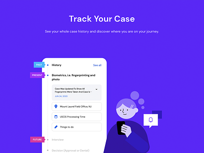 Track your case illustration immigrant immigration mobile product design track traking ui