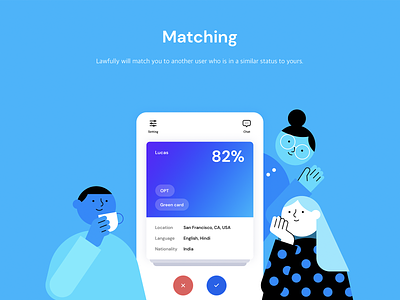 Matching card illustration immigrant immigration matching mobile product design swipe ui