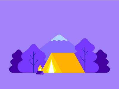 Camping basecamp camp campfire camping forest illustration tent