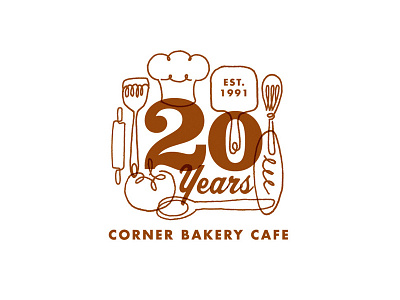 Corner Bakery Cafe 20 Year Logo cafe identity logo